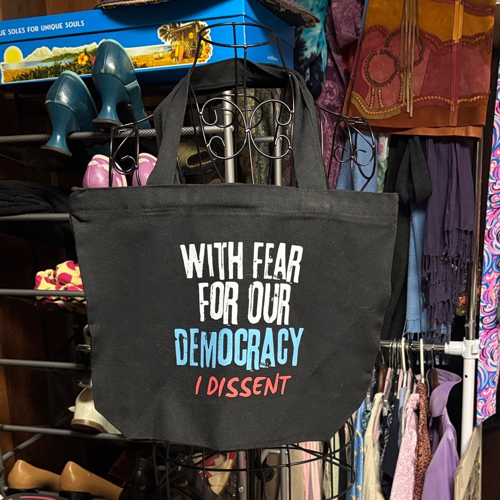 Black Tote Bag with Bold Statement